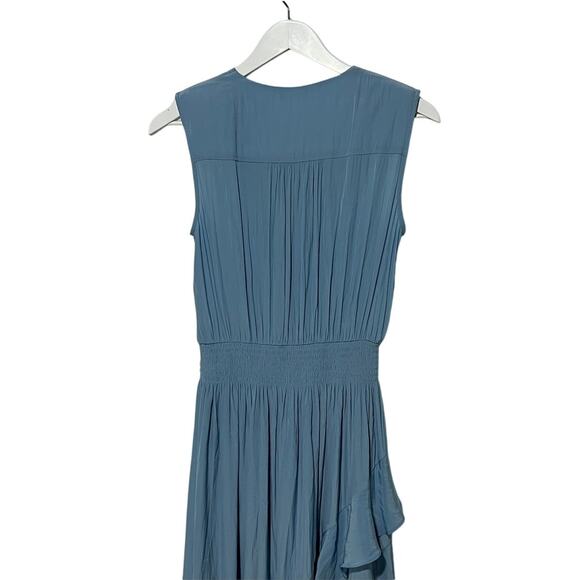 RAMY BROOK WOMENS SIZE SMALL HADLEE RUFFLE MIDI OCCASION DRESS BLUE NEW - Picture 8 of 13
